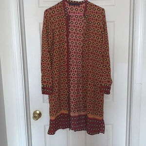 Zara Printed Kimono Red Orange Size M